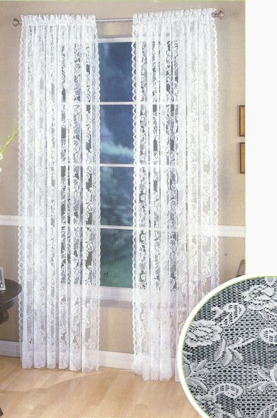 2019 Good Quality Jacquard Knitted Rose Lace Curtains With Rod