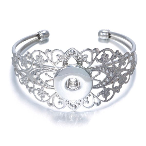 

new punk open band button bracelet jewelry wholesale fit diy 18mm ginger snap buttons chunk for women 10pcs, Golden;silver