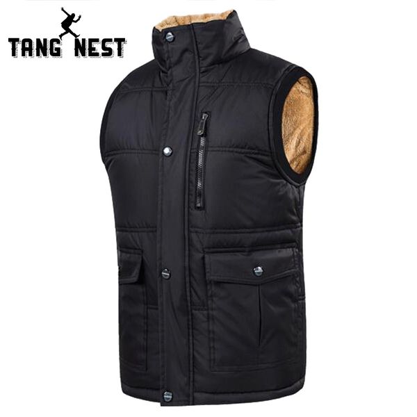 

wholesale- tangnest fashion men vest 2017 new casual vest with many pockets thicken chalecos hombre sin mangas plus asian size 6xl mwb270, Black;white
