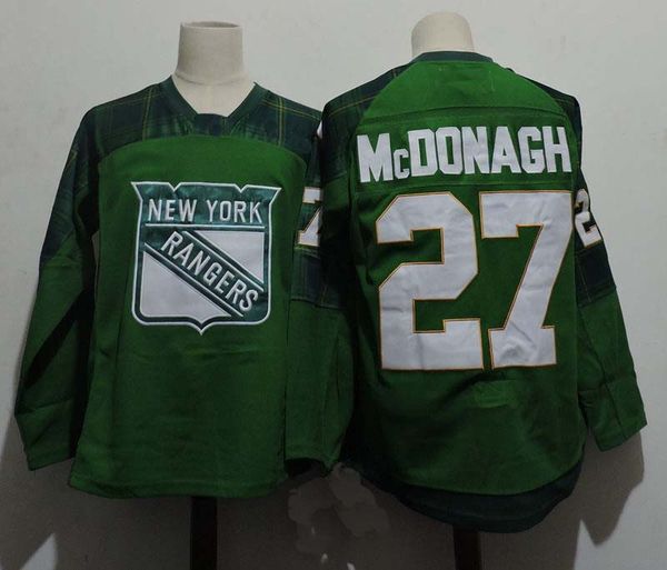 

New York Rangers Green 2015 St. Patrick's Day Jersey Mens 27 Ryan McDonagh Cusotm Any Name Any Number Hockey Jerseys