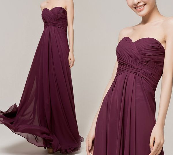 robe de soiree 2022 semplici lunghi abiti da damigella d'onore prugna viola lunghezza del pavimento chiffon damigella d'onore abito impero custom make vestidos de longo