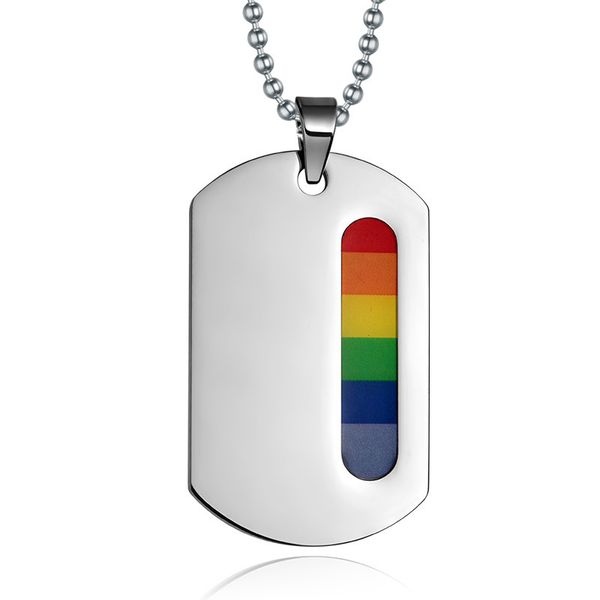 

rainbow id pendants for men women stainless steel dog tag resin pendants necklaces jewelry, Silver