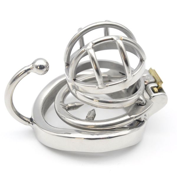 

304 arc male cage lock device small sexuelstoys with for ring chastity #y70jouets steel stainless adults tstlo, Red;black