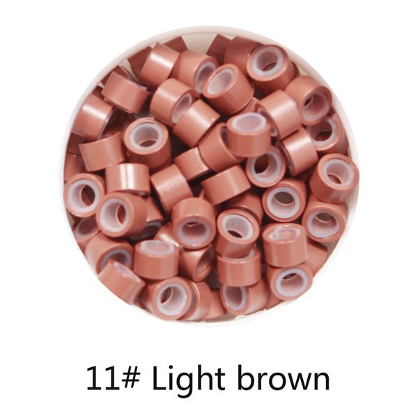 

wholesale-1000pcs 11# light brown 5mm*3mm*3mm silicone micro ring/links/beads for i tip hair extension tube, Black;brown