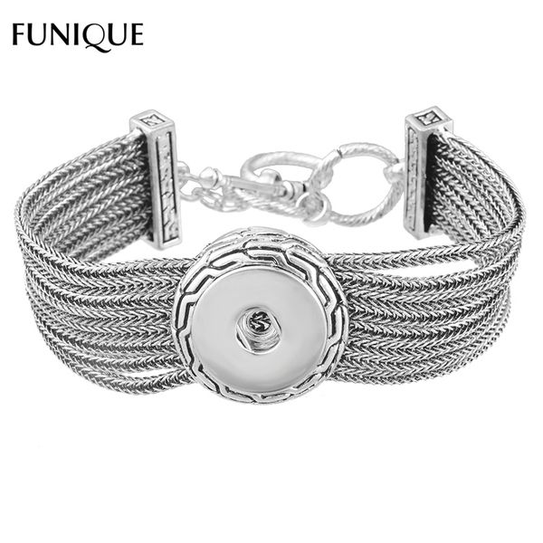 

wholesale- funique snap bracelet ancient silver snap button bracelet 23.5cm long chain bangle bracelet fit snap buttons diy jewelry 3*1pc, Golden;silver
