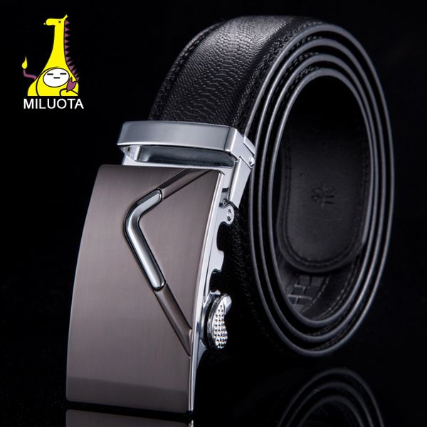 

wholesale- [miluota] fashion belt men cinto genuine leather belts for men strap male metal automatic buckle belts wn010, Black;brown