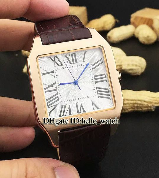 

New dumont 40mm w2006951 white dial automatic men watch ro e gold ca e brown leather trap gent watche