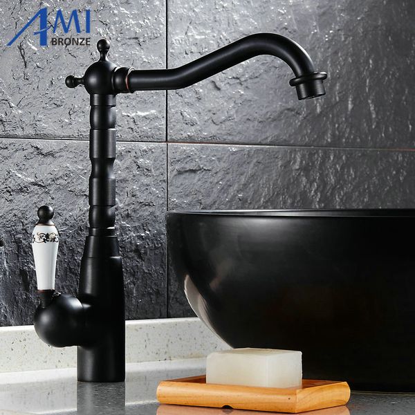 2019 Wholesale Newly Blackend Bathroom Faucet Porcelain Handle