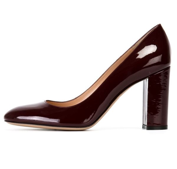 

zandina ladies handmade fashion thick block heel closed toe high heel party office pumps shoes red wine, Black