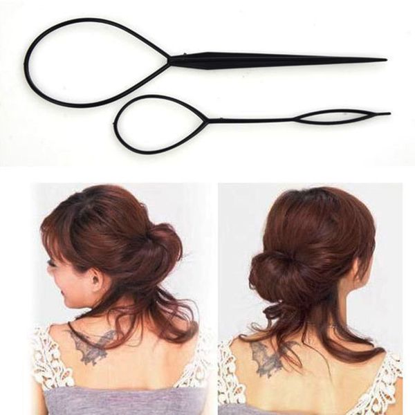 

2pcs plastic magic y tail hair braid ponytail styling maker clip tool black #r59