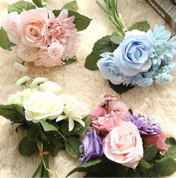 Acheter Simulation De Fleurs En Gros Bouquet De Roses De Dahlia De Mariage Le Bouquet De Mariée Décorations Pour La Maison De 483 Du Present2008
