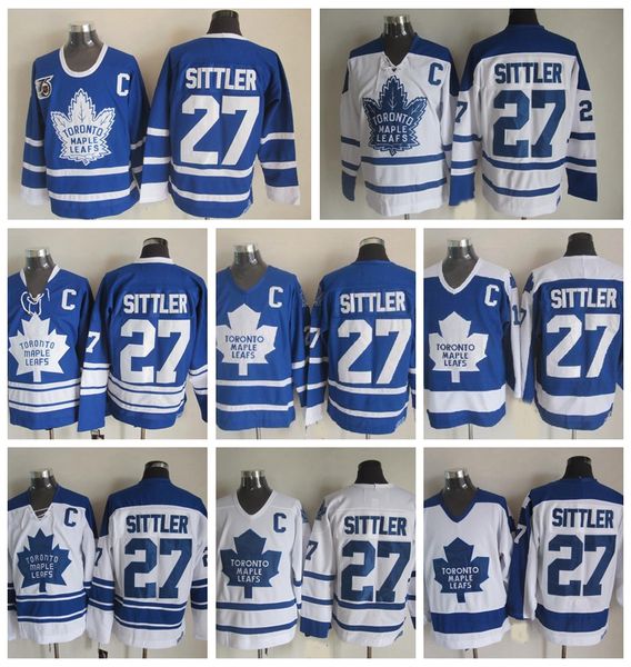 

darryl sittler toronto maple leafs hockey jersey vintage ccm classic #27 darryl sittler stitched jersey c patch, Black;red