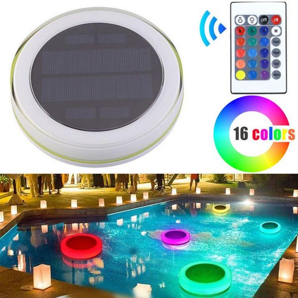 Солнечная светодиодная RGB лампа для бассейна, садовая вечеринка, украшение для бара, 16 цветов, меняющих IP68, водонепроницаемый бассейн, пруд, плавающая лампа