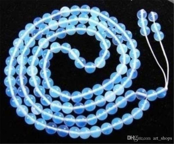 

f*8mm charming 108 tibet buddhist moonstone prayer beads necklace a02, Silver