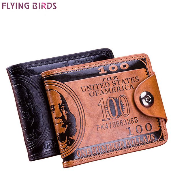 

flying birds men wallet short dollar price leather wallets clutch money purse men bags credit card holder, Red;black