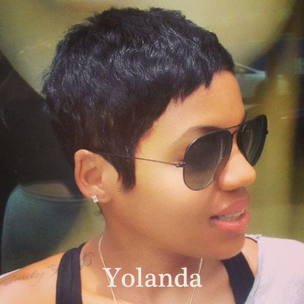 100 Brazilian Hair Human Wigs Short Pixie Cut Glueless None Lace