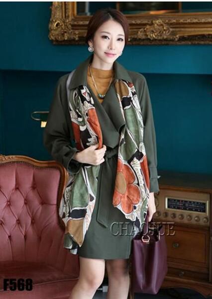 

women in the spring and autumn fashion leisure elegant handsome long thin loose knitting trench coat / s-4xl, Black