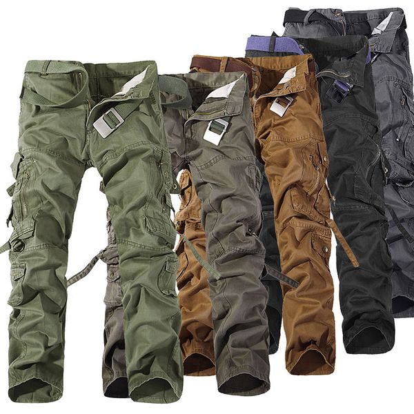

2017 worker pants christmas new mens casual military army cargo camo combat work pants trousers, Black