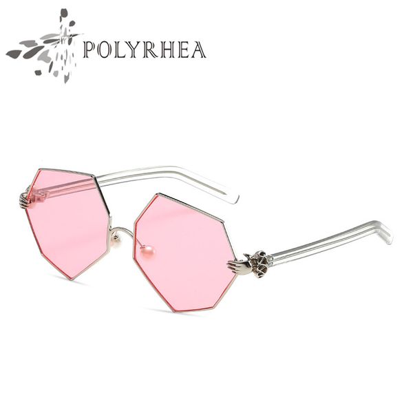 

fashion polarized sunglasses women classic brand designer sun glasses colorful star polygon irregular mirror with box and case, White;black