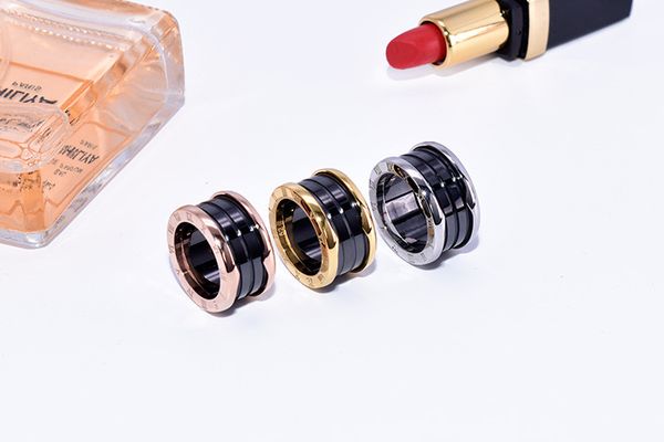 

Black and white ceramic ring silver rose gold ring arc titanium ceramic ring with original box