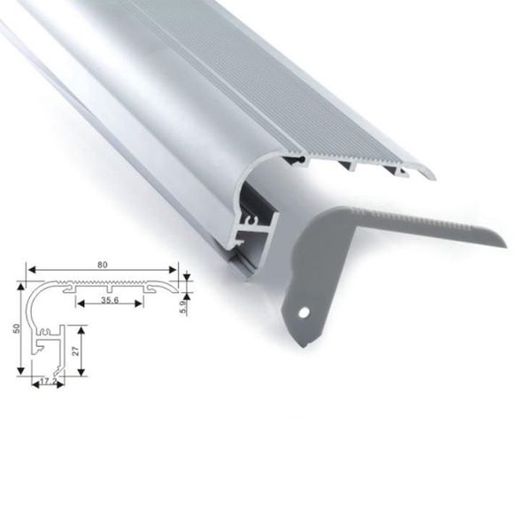 

100 x 1m sets/lot anodized silver stair step aluminum profile led and al6063 led profile channel for stairway led lamps