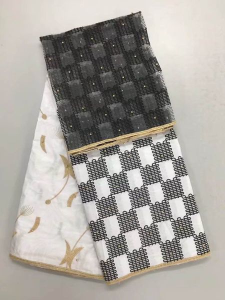 

африканская кружевная ткань африканский жаккард вышитые ткани базин рич getzner для нигерийской моды платье с бисером gybl059, Black;white