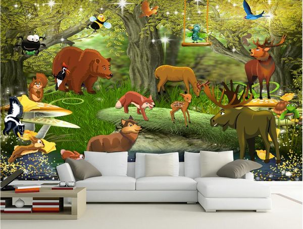 Acheter 3d Fond Décran Personnalisé Photo La Forêt Royaume Des Animaux Fond Mur Décoration De La Maison 3d Peintures Murales Papier Peint Pour Les