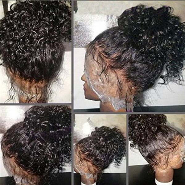 360 lace frontal peruca pré-arrancada de cabelo de 130% densidade HD cabelo humano peruca encaracolado para mulheres negras 14inch diva1