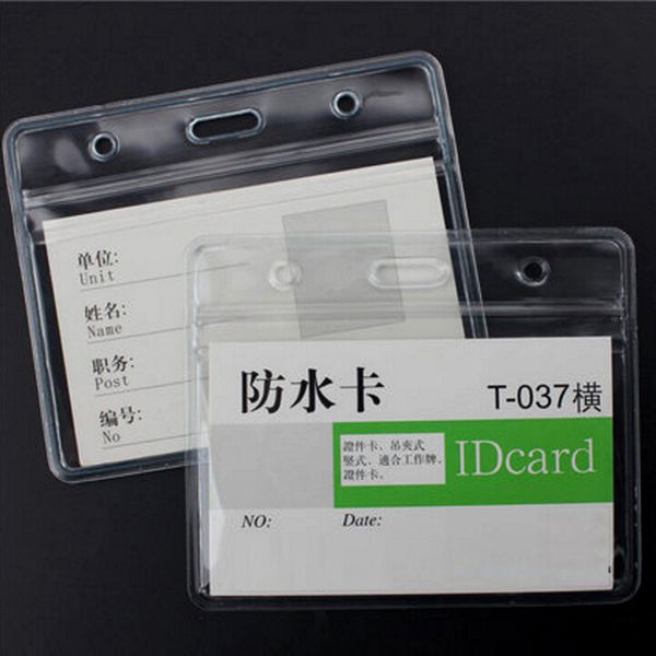 

20pcs horizontal style transparent soft plastic clear id card badge holder waterproof new office school tool ing