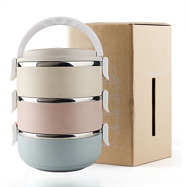 

3 layer stainless steel leakproof lunch box 2.1l portable stackable food case with carry hand food storage container for work lunches picnic
