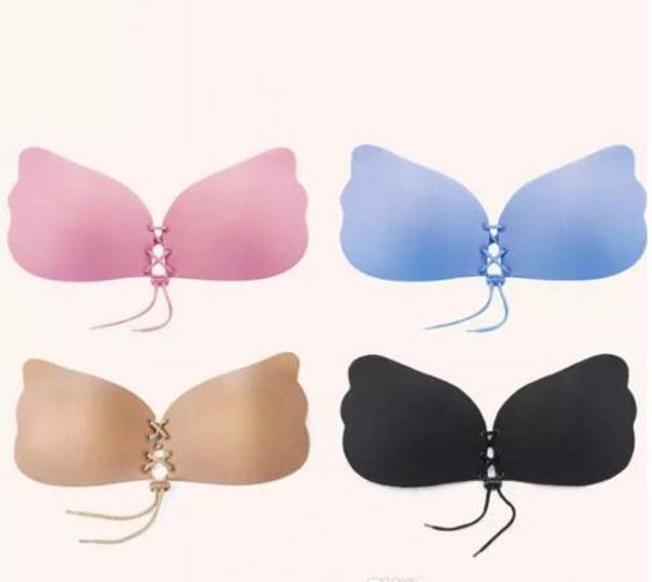

butterfly wing invisible bra self adhesive silicone invisible push-up bras magic invisible bra stick on strapless backless 4 color sale, Red;black