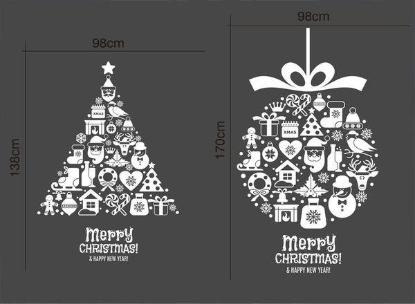 

merry christmas cartoon gift wall stickers removable art decals home décor for glass window store living room