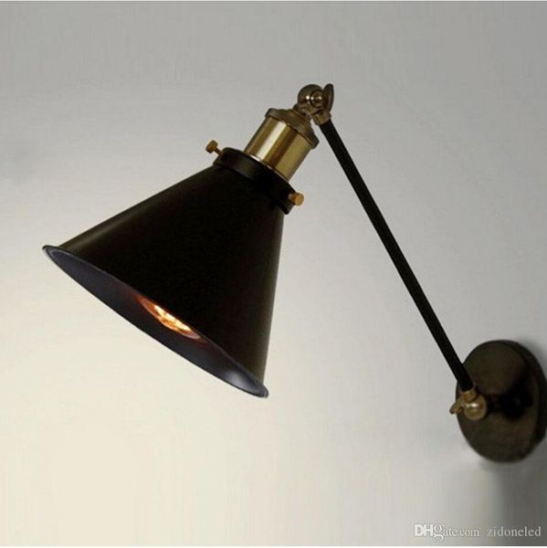 

loft led wall lighting vanity lights swing arm wall sconce retro warehouse ambient lighting glass lampshade industrial light