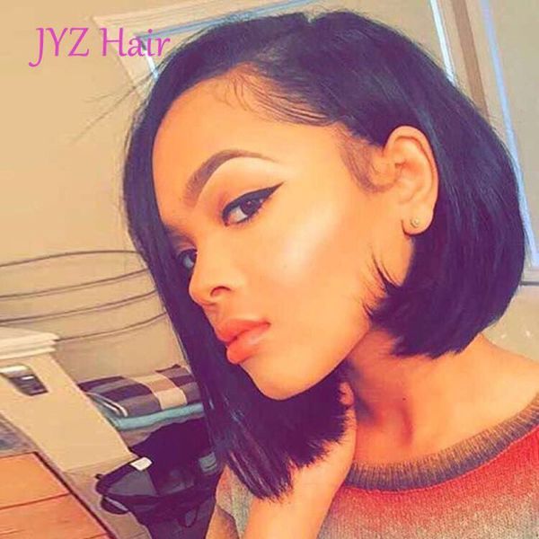 

unprocessed peruvian malaysian bob straight wig full lace human hair wig with baby hair brazilian indian lace front wig for black women, Black;brown