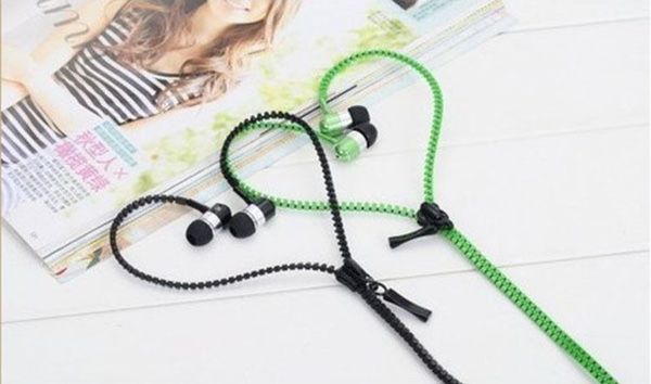 

stereo bass headset in ear metal zipper earphones headphones with mic 3.5mm jack earbuds for iphone samsung mp3 300pcs/lot