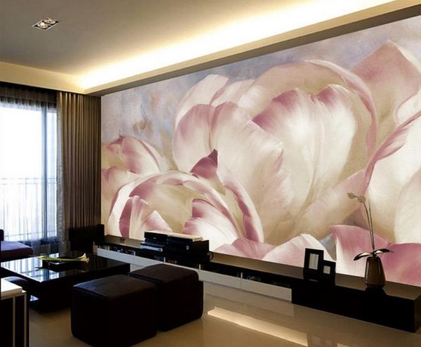 HD pintura a óleo petal TV parede mural 3d papel de parede 3d papéis de parede para tv pano de fundo
