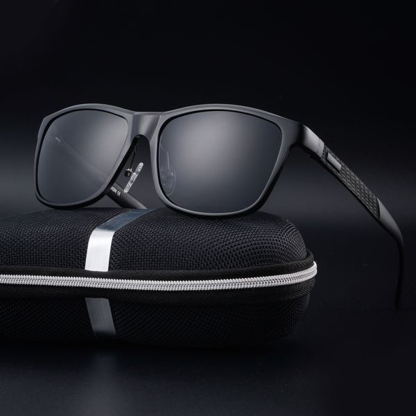 

wholesale- sunglasses men brand designer driving sports sunglasses men eyewear polarized uv protect sun glasses metal square 2017, White;black
