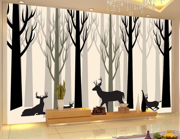 

black and white image elk style background wall mural 3d wallpaper 3d wall papers for tv backdrop