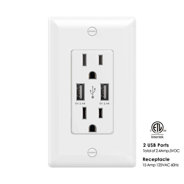 

Aiawi awu 004 mart dual u b charger outlet 2 4a 12w ultra high peed 2 receptacle 15a 125v u b wall coket white black