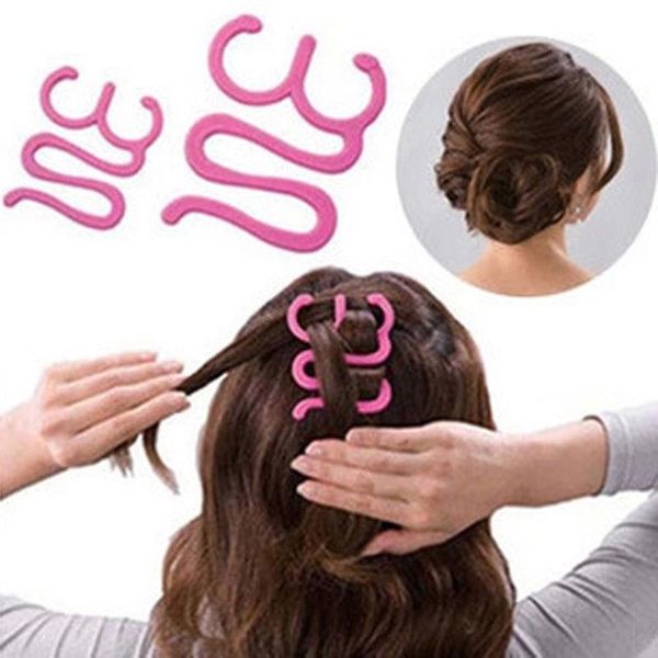 2pcs French Hair Braiding Tools Roller com gancho de estilo Twist Magical Twist Bun Maker #E791.