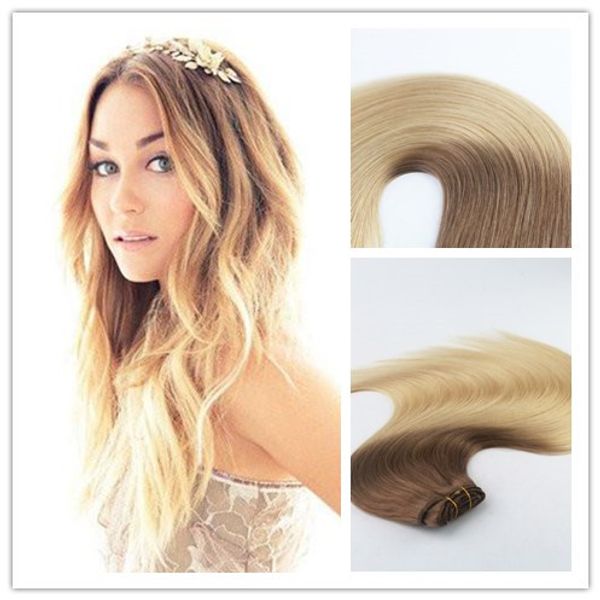 Ombre Cor # 6 # 613 Melhor Seling de Alta Qualidade Moda Estilo Virgem Cabelo Remy Em Linha Reta Grampo de Cabelo Humano na Extensão Do Cabelo 100G Por Pacote