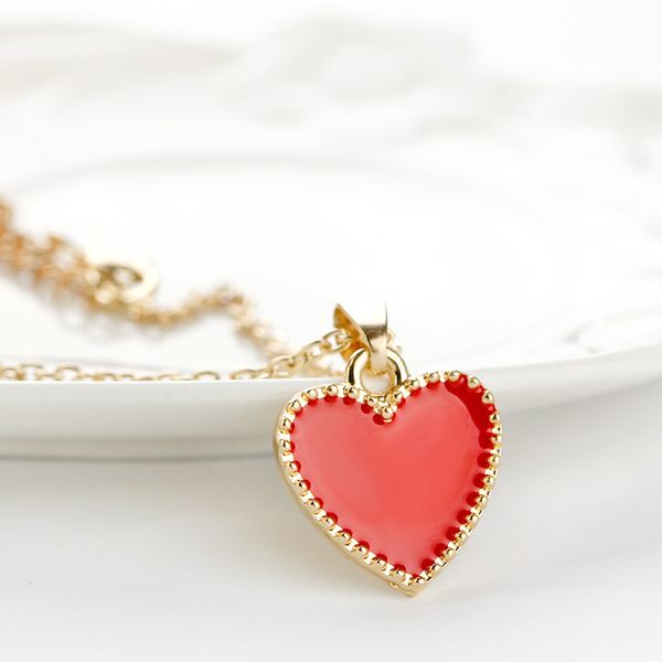 

heart necklace red love pendant necklaces gold silver for women gift party dress necklace jewelry