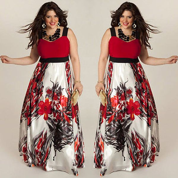 

wholesale- usa plus size women summer boho maxi long dress evening party beach dress floral v neck long dress, White;black