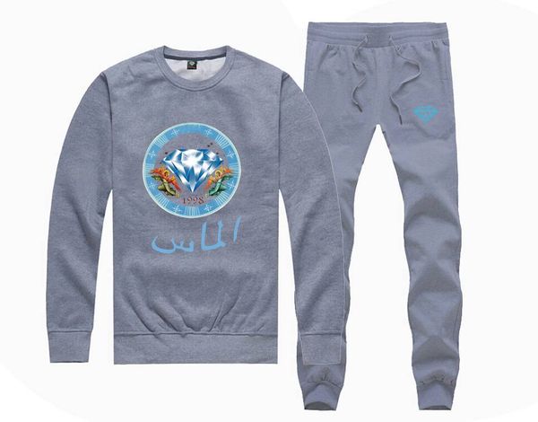 

m5815 sale diamond supply sweatshirts +pants suit for men and women fleece lined hip hop skateboard tracksuits s-5xl, Gray