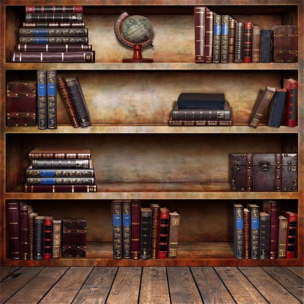 5x7ft Vintage Bücherregal Abschluss Saison Fotografie Kulissen Holzboden Retro Style Kinder Bild Hintergrund für Studio