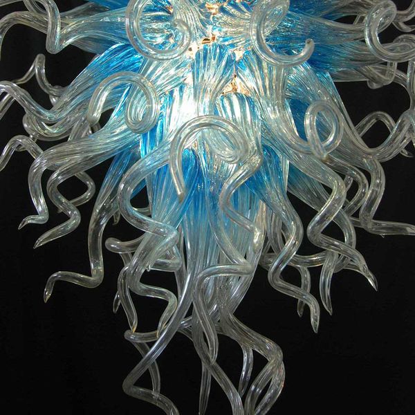 

wedding decoration tiffany blue led pendant light 100% mouth blown borosilicate hand blown glass crystal chandelier lighting