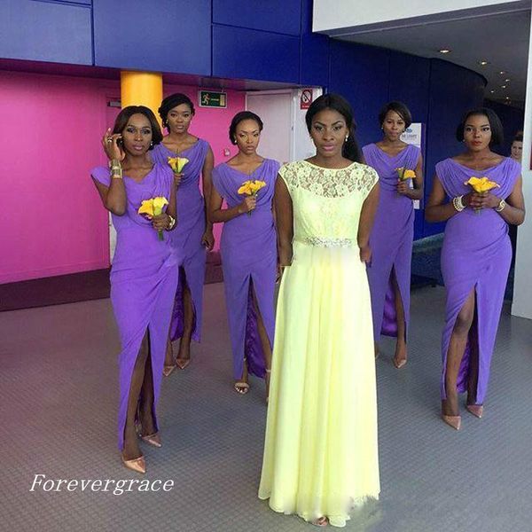 

scoop new lavender bridesmaid dress cap sleeves long maid of honor dress wedding guest gown custom made plus size, White;pink