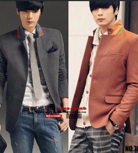 

men's elegant fashion and personality in the korean version new single-breasted suit coat of cultivate one's morality. 708.s-3xl, White;black