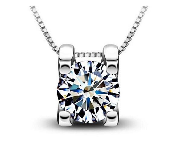

fine 30% 925 sterling silver woman zirconia crystal 0.8cm*0.8cm pendant water necklace wedding jewelry 10pcs ing