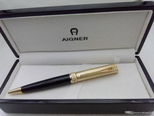 

luxury Aigner Exclusive new upscale boutique head Black golden clip Ballpoint pen Luxury Pen Black Wood Box